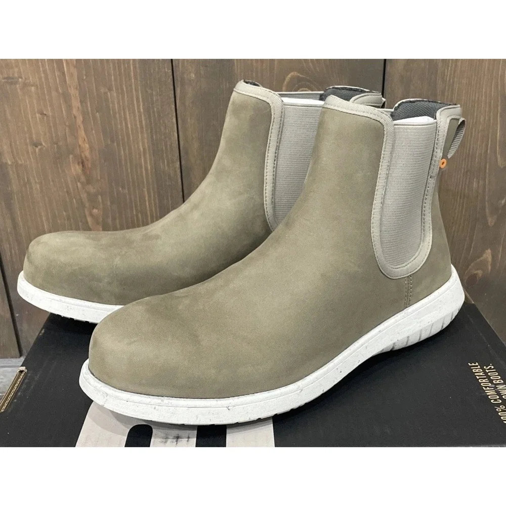 New‎ BOGS Cypress Chelsea Nano-Composite Safety Toe Taupe Waterproof Women's 9.5